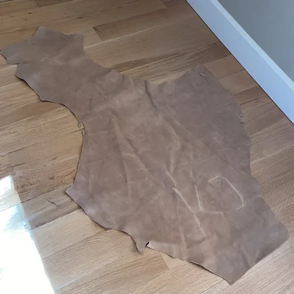 Cowhide Leather Suede Hide Scrap Natural Undyed w/ Branding Brand Crafting Craft - Picture 10 of 12